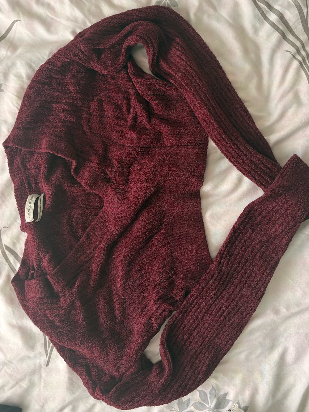Urban Outfitters Wine-Red Open Front Knit Cardigan